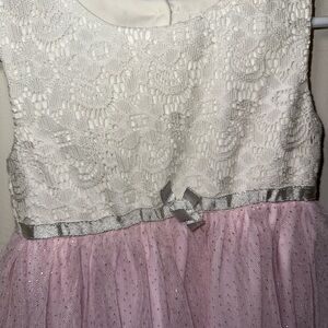 Nannette White Lace and Pink Tulle Kids Dress